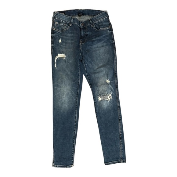 True Religion Distressed Denim Jeans  Dark Wash Skinny Women's Size 27 - Picture 1 of 2